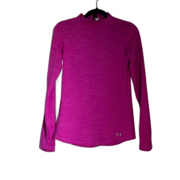 Under Armour ColdGear Fitted Mock Neck Long Sleeve Top Small Pink Compression - Picture 1 of 5